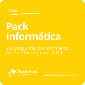 Pack Informática test excel y word 2019 oposiciones